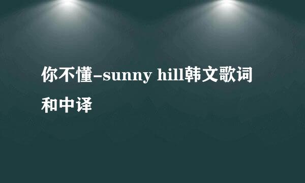 你不懂-sunny hill韩文歌词和中译