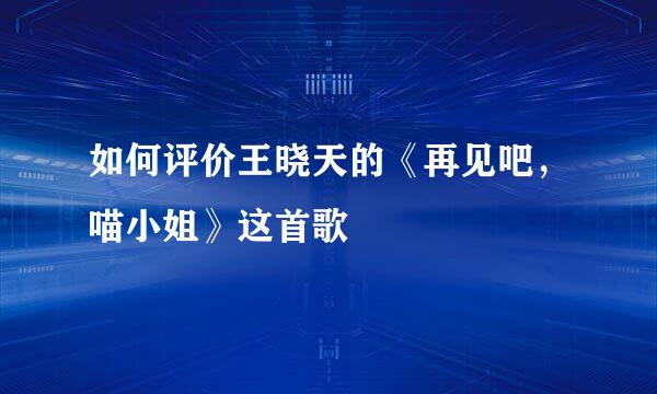 如何评价王晓天的《再见吧，喵小姐》这首歌