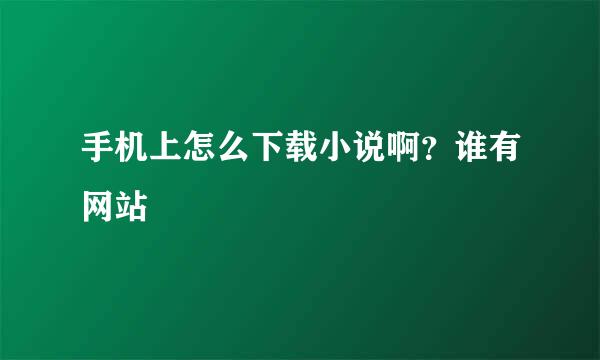 手机上怎么下载小说啊？谁有网站