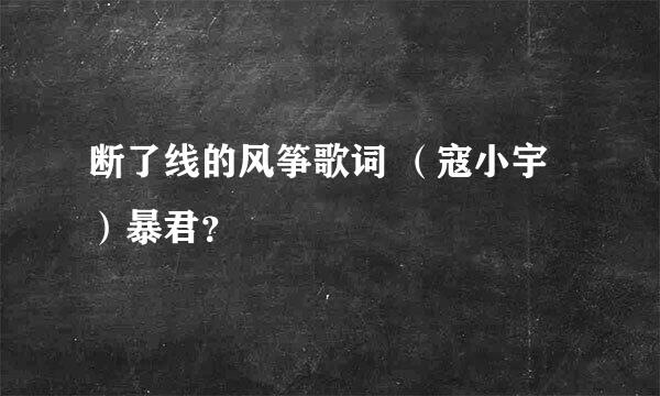 断了线的风筝歌词 （寇小宇）暴君？