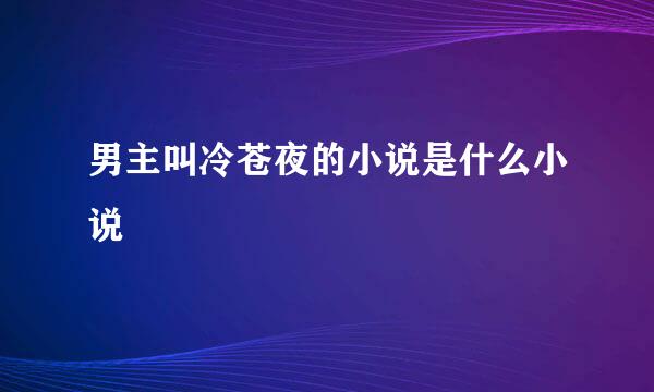 男主叫冷苍夜的小说是什么小说