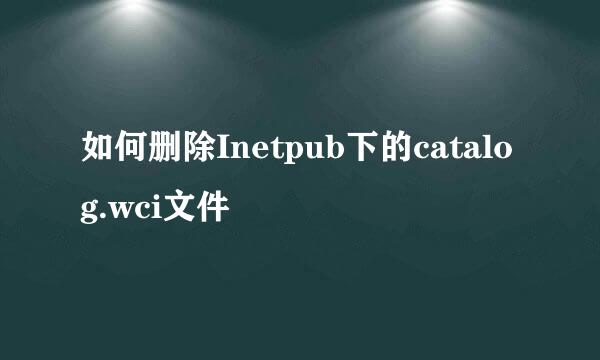 如何删除Inetpub下的catalog.wci文件