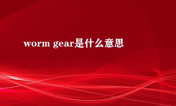 worm gear是什么意思