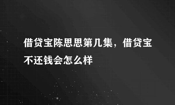 借贷宝陈思思第几集，借贷宝不还钱会怎么样