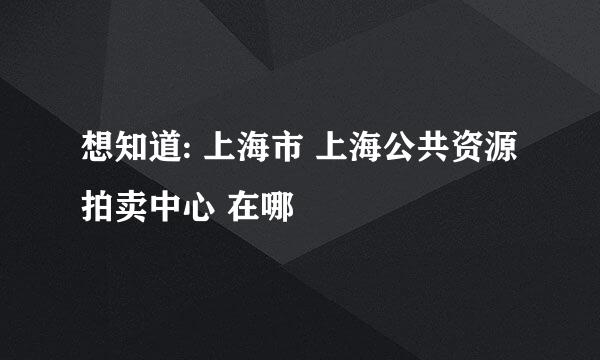 想知道: 上海市 上海公共资源拍卖中心 在哪