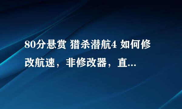 80分悬赏 猎杀潜航4 如何修改航速，非修改器，直接修改文件