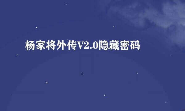 杨家将外传V2.0隐藏密码