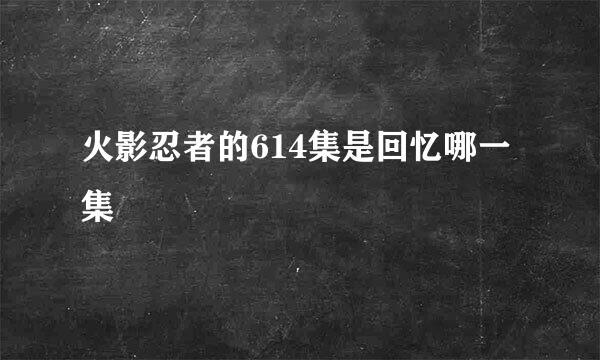 火影忍者的614集是回忆哪一集