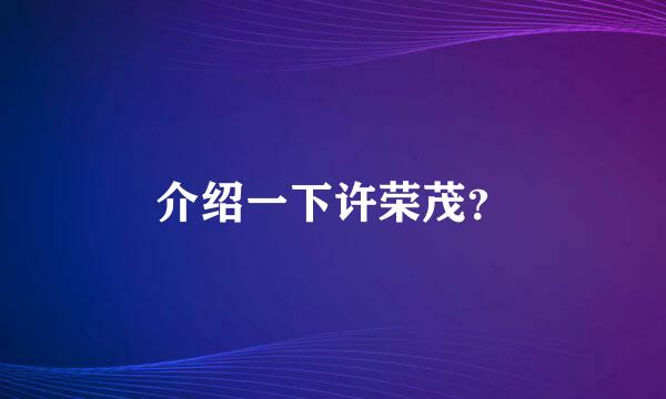 介绍一下许荣茂？