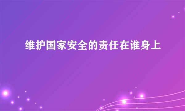 维护国家安全的责任在谁身上