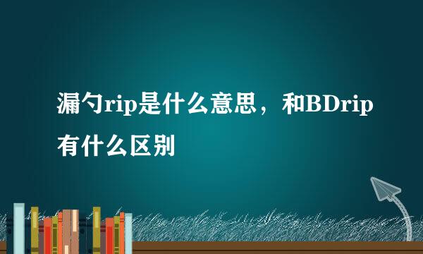 漏勺rip是什么意思，和BDrip有什么区别