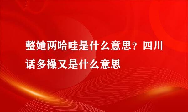 整她两哈哇是什么意思？四川话多操又是什么意思