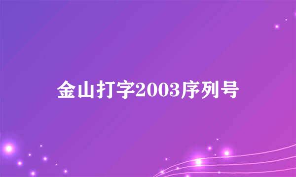 金山打字2003序列号