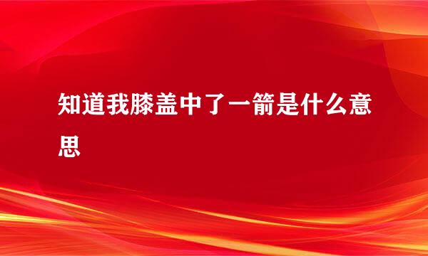 知道我膝盖中了一箭是什么意思