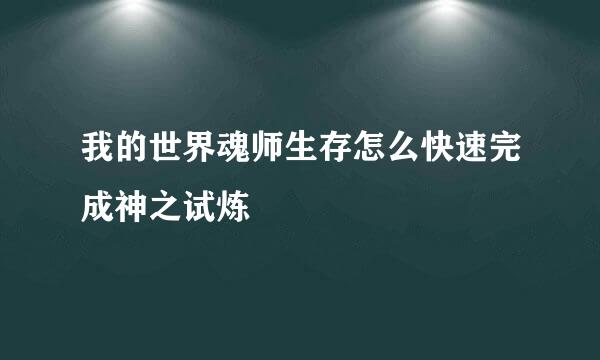 我的世界魂师生存怎么快速完成神之试炼