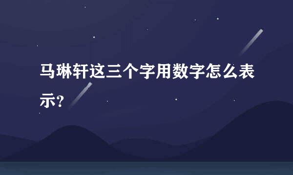 马琳轩这三个字用数字怎么表示？