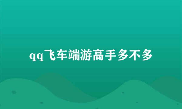 qq飞车端游高手多不多