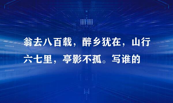 翁去八百载，醉乡犹在，山行六七里，亭影不孤。写谁的