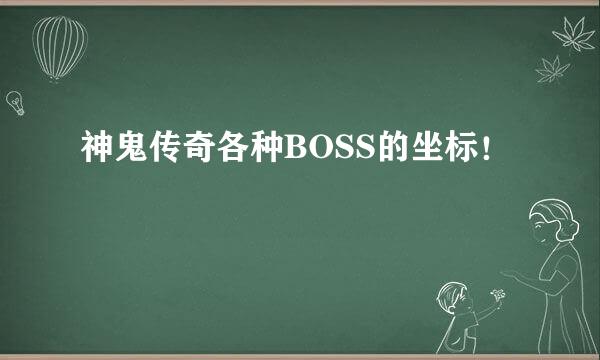 神鬼传奇各种BOSS的坐标！