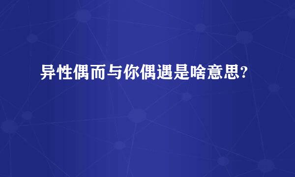 异性偶而与你偶遇是啥意思?