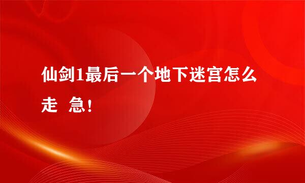 仙剑1最后一个地下迷宫怎么走  急！