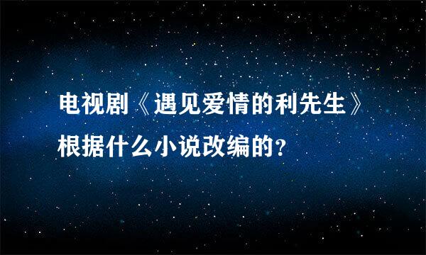 电视剧《遇见爱情的利先生》根据什么小说改编的？