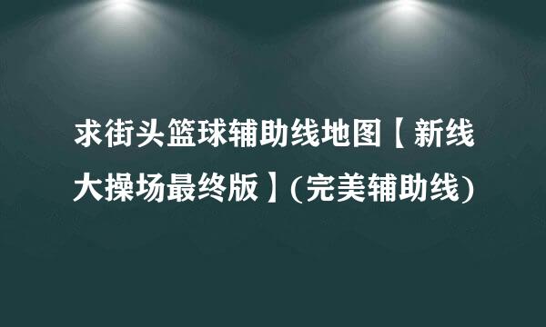 求街头篮球辅助线地图【新线大操场最终版】(完美辅助线)