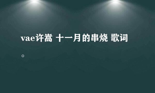 vae许嵩 十一月的串烧 歌词。