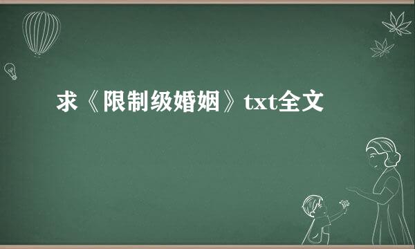 求《限制级婚姻》txt全文