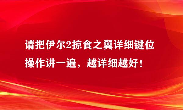 请把伊尔2掠食之翼详细键位操作讲一遍，越详细越好！