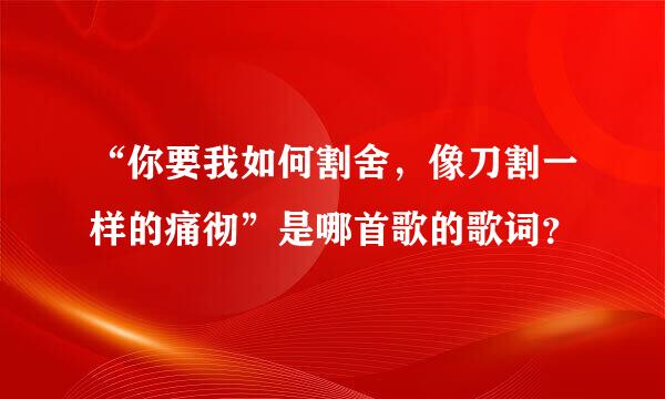 “你要我如何割舍，像刀割一样的痛彻”是哪首歌的歌词？