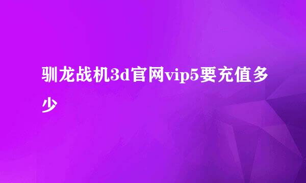 驯龙战机3d官网vip5要充值多少