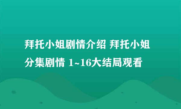 拜托小姐剧情介绍 拜托小姐分集剧情 1~16大结局观看