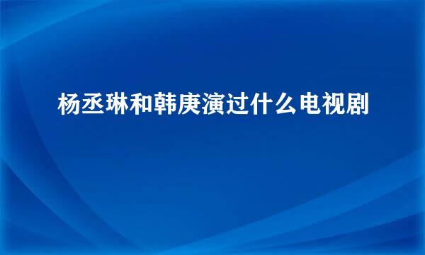 杨丞琳和韩庚演过什么电视剧