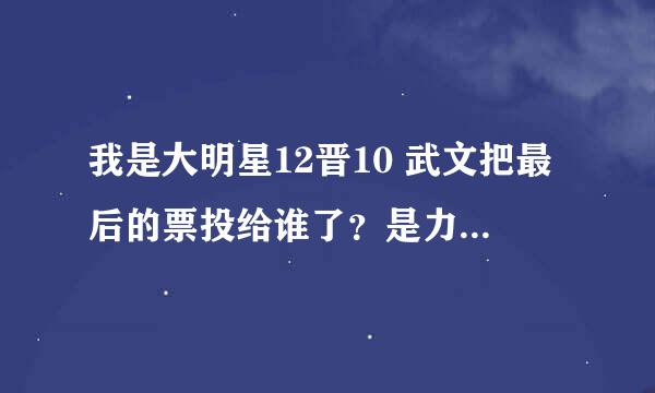 我是大明星12晋10 武文把最后的票投给谁了？是力量组合还是刘明贺？