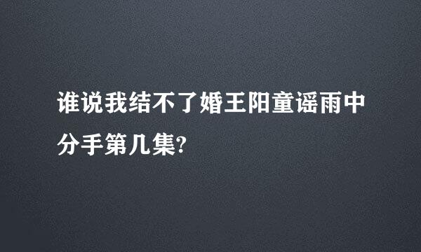 谁说我结不了婚王阳童谣雨中分手第几集?