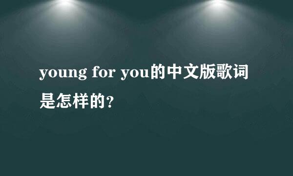 young for you的中文版歌词是怎样的？