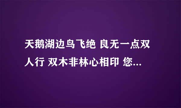 天鹅湖边鸟飞绝 良无一点双人行 双木非林心相印 您若无心先自飞