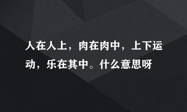 人在人上，肉在肉中，上下运动，乐在其中。什么意思呀