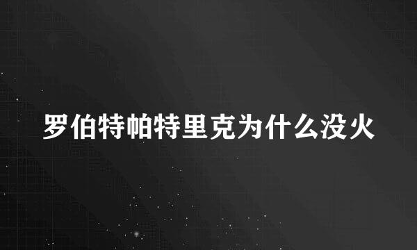 罗伯特帕特里克为什么没火