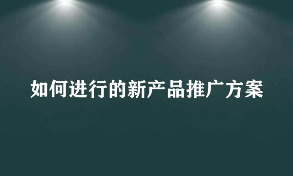 如何进行的新产品推广方案