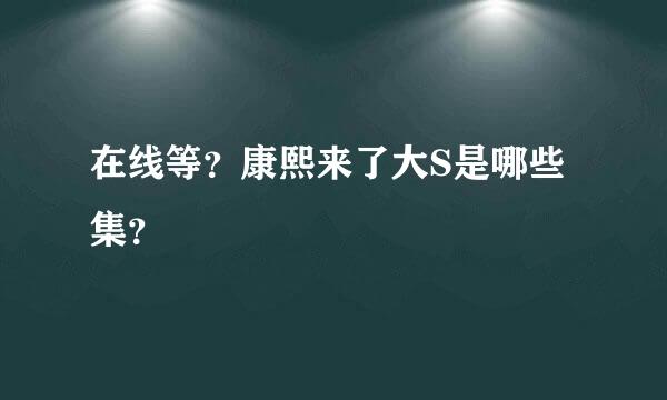 在线等？康熙来了大S是哪些集？