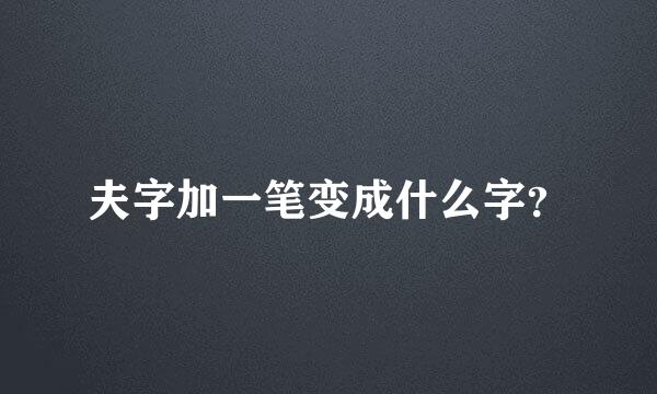 夫字加一笔变成什么字？