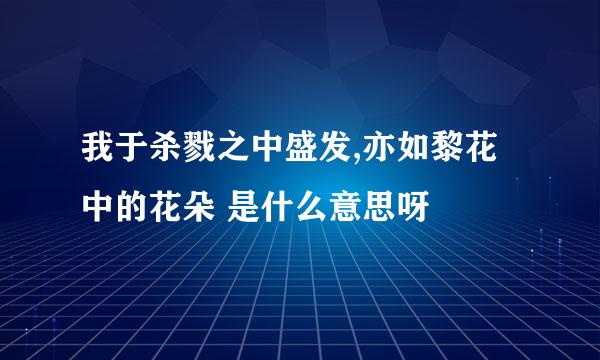 我于杀戮之中盛发,亦如黎花中的花朵 是什么意思呀