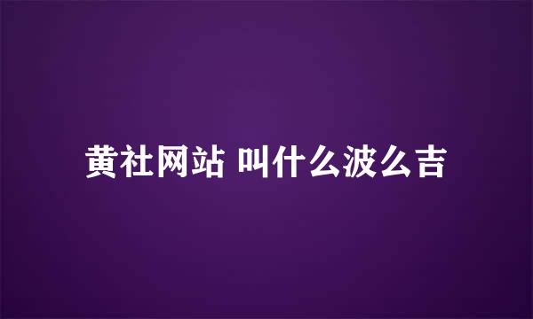 黄社网站 叫什么波么吉