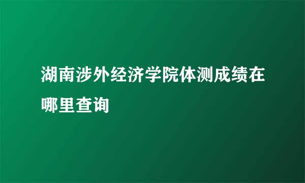 湖南涉外经济学院体测成绩在哪里查询