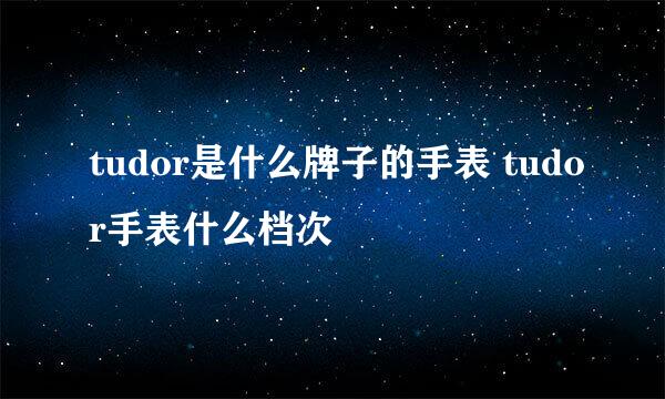 tudor是什么牌子的手表 tudor手表什么档次