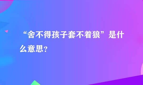 “舍不得孩子套不着狼”是什么意思？