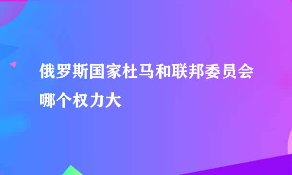 俄罗斯国家杜马和联邦委员会哪个权力大