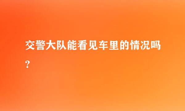 交警大队能看见车里的情况吗？